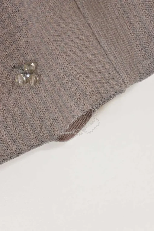 Mauve embellished semi-sheer polyamide Glen check tulle pencil skirt featuring floral bead broderie motif