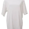 Men white polyester drop-shoulder pullover half-sleeve plissé top