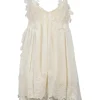 Milk lace-trimmed silk layered cutout drop-waist slip dress with scalloped edges