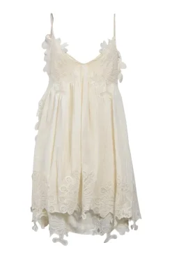 Milk lace-trimmed silk layered cutout drop-waist slip dress with scalloped edges
