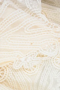 Milk lace-trimmed silk layered cutout drop-waist slip dress with scalloped edges