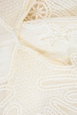 Milk lace-trimmed silk layered cutout drop-waist slip dress with scalloped edges
