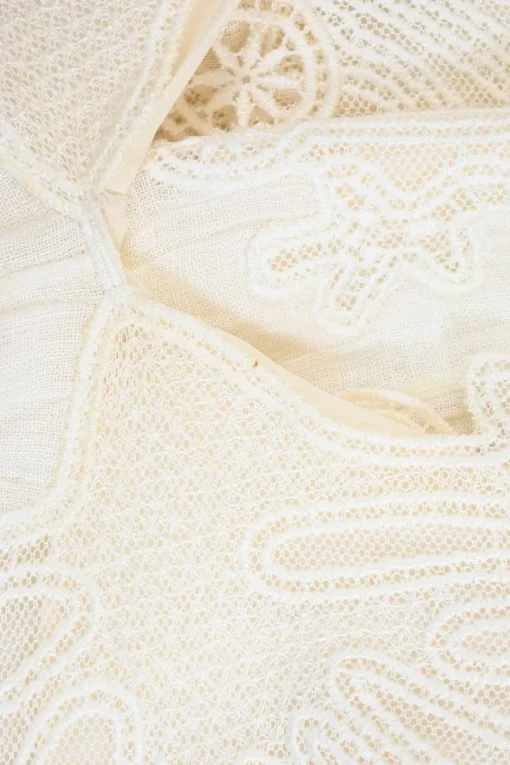 Milk lace-trimmed silk layered cutout drop-waist slip dress with scalloped edges