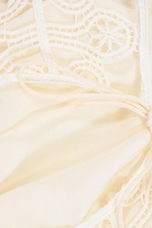 Milk lace-trimmed silk layered cutout drop-waist slip dress with scalloped edges