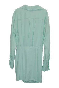 Mint draped silk pullover Naha mini plunge shirt dress