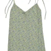 Mint green viscose-blend ditsy floral print slip dress with adjustable ribbon tie straps