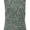 Mint green wool-blend bouclé tweed sleeveless top