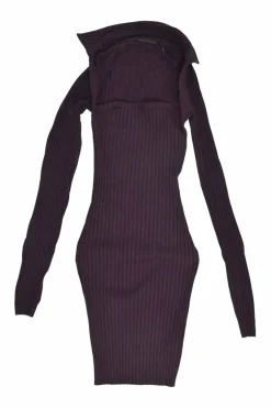 Mulberry pima cotton-spandex blend shrug rib knit sweater mini dress