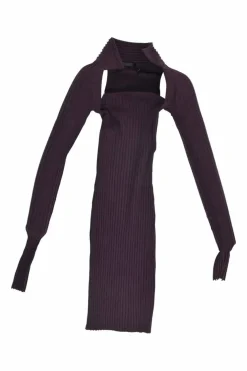 Mulberry pima cotton-spandex blend shrug rib knit sweater mini dress