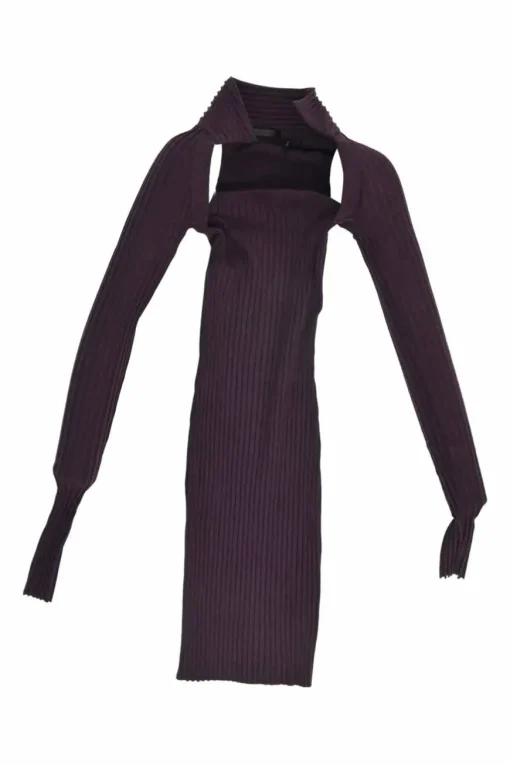 Mulberry pima cotton-spandex blend shrug rib knit sweater mini dress