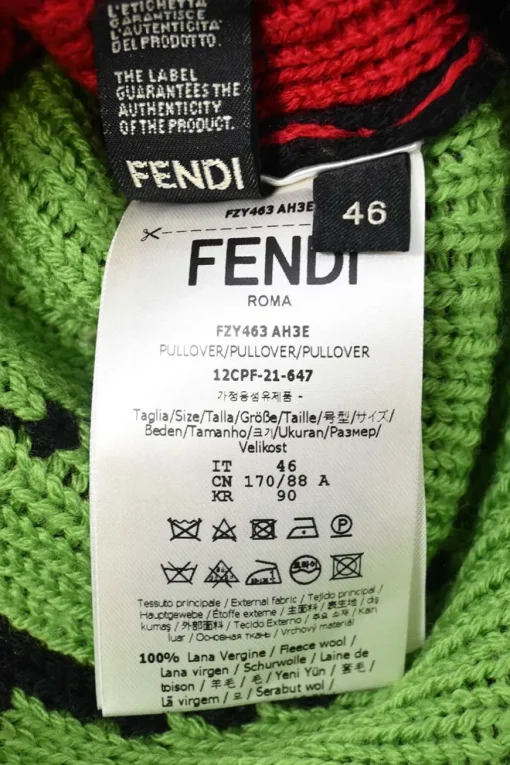 Multi-color wool all-over logo intarsia knit crewneck pullover oversized sweater
