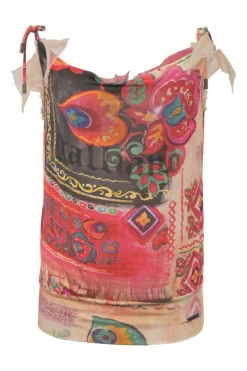 Multi-colour double exposure gazette floral print cowl neck bubble camisole with self-tie straps