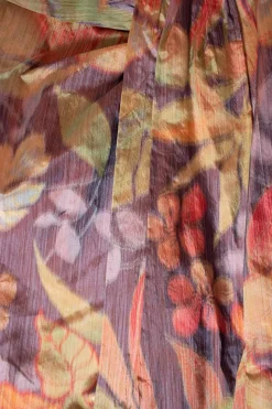 Multi-colour floral pattern mini dress with pleats, ruched at bottom