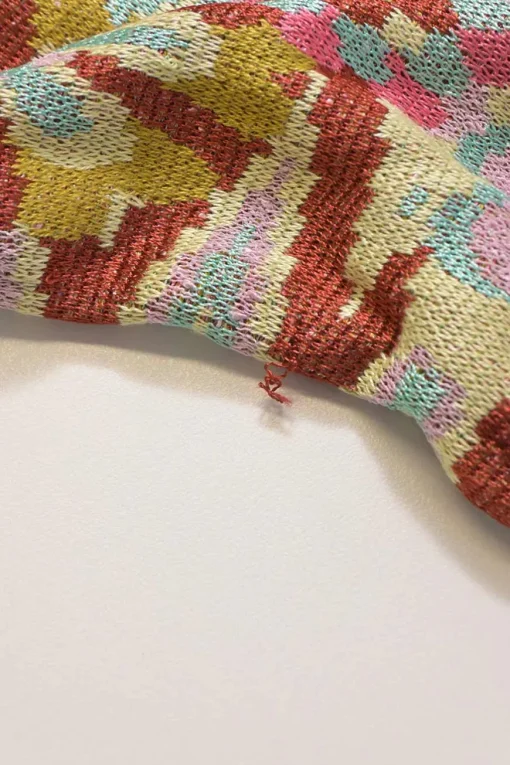 Multi-colour floral zig zag rayon-blend jacquard knit cardigan