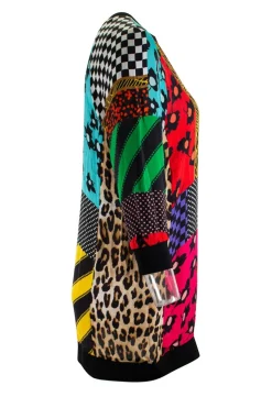 Multi-colour graphic patchwork mini shift dress
