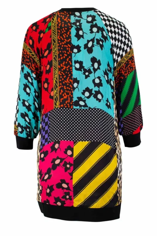 Multi-colour graphic patchwork mini shift dress