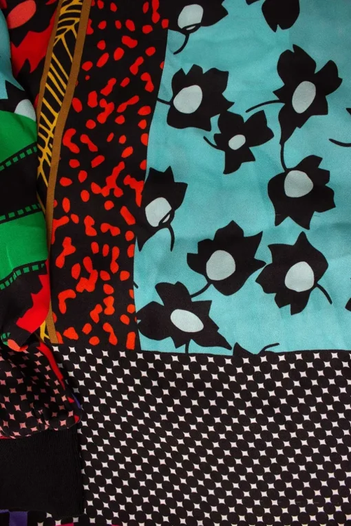 Multi-colour graphic patchwork mini shift dress
