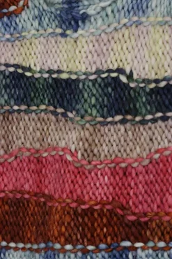 Multi-colour hand-knit bulky merino slub yarn purl tank top with roll hem