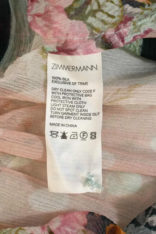 Multi-colour panelled patchwork floral silk georgette band collar Wavelength blouse with balloon sleeves