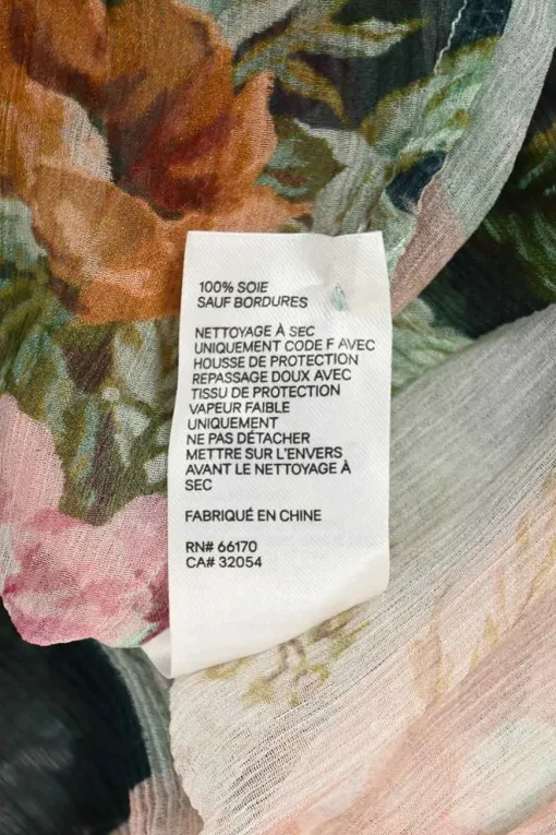 Multi-colour panelled patchwork floral silk georgette band collar Wavelength blouse with balloon sleeves