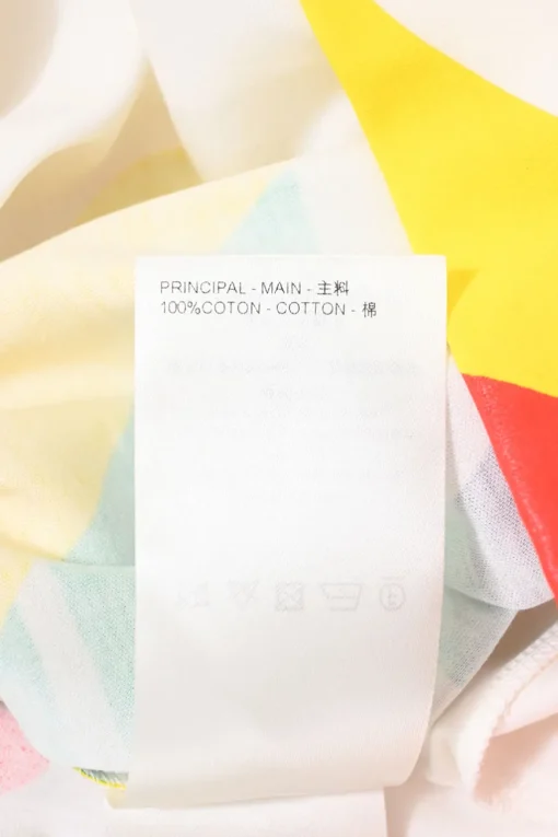 Multi-colour screen-printed cotton jersey knit sleeveless tank shift dress featuring abstract logo motif