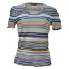 Multi-colour striped jersey pullover short sleeve T-shirt