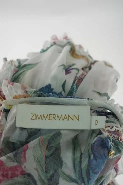 Multi-colour viscose floral print semi-sheer cotton voile pintuck ruffle shift dress with cutout edge trim inserts