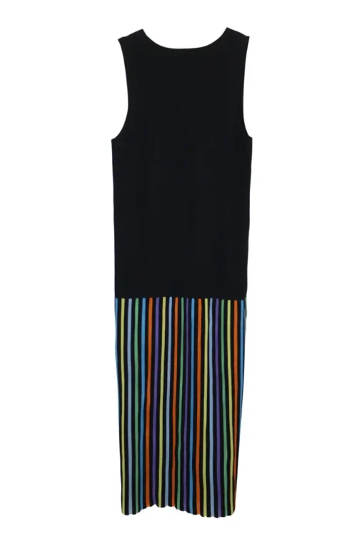 Multi-colour viscose-blend striped intarsia drop-waist cami and sun dress pullover interlock knit twin set