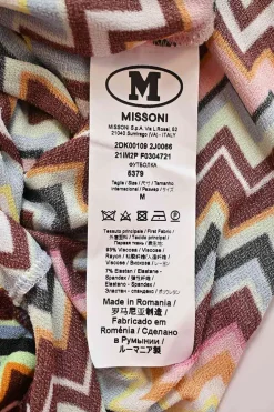 Multi-colour viscose-blend chevron stripe twist-neck keyhole-front half-sleeve sweetheart top
