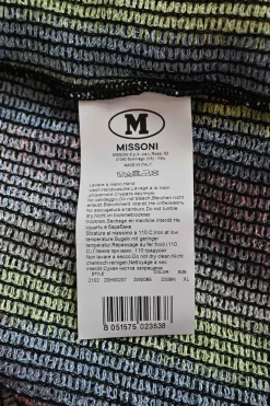 Multi-colour viscose-cotton blend crochet knit stripe sarong-style midi tulip skirt