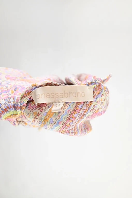 Multi-coloured viscose paisley print pullover blouson maxi slip dress with drawstring waist