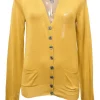 Mustard yellow silk interlock jersey button-front cardigan