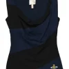 Navy and black cocotte style tank top with orb broderie appliqué