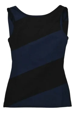 Navy and black cocotte style tank top with orb broderie appliqué