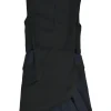 Navy and black paneled acetate-blend belted Y-collar mini dress with tulip hem