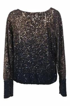 Navy and gold degradé sequin-embellished bateau neck Sprite 3 top with dolman sleeves