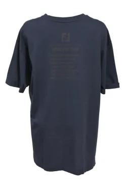 Navy and orange embellished cotton jersey knit Testaccio Bay graphic T-shirt featuring tonal bead broderie motif