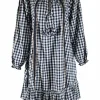 Navy and white gingham mini dress