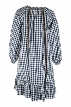 Navy and white gingham mini dress