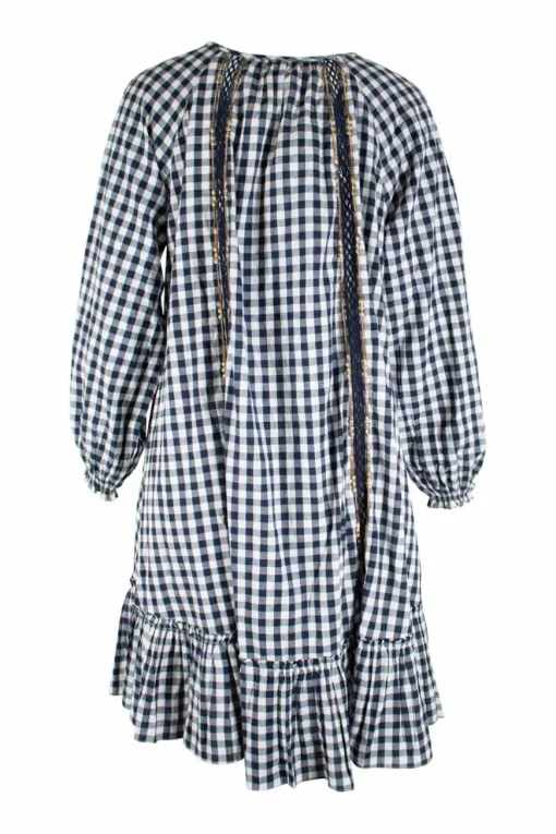 Navy and white gingham mini dress