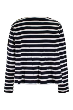 Navy and white striped top with daisies