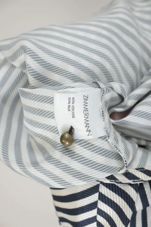 Navy bias-cut viscose-blend striped one-shoulder ruched mini dress with bow-embellished shoulder