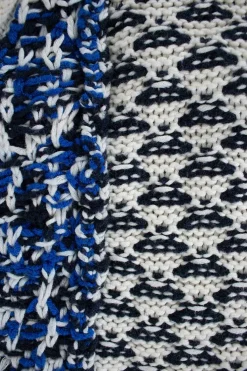 Navy, blue and white pattern knit vest top