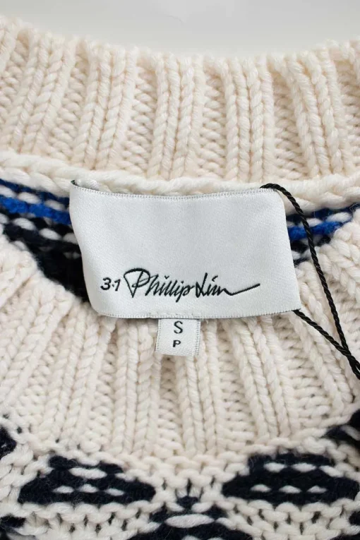 Navy, blue and white pattern knit vest top