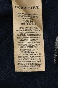 Navy blue merino wool knit crewneck Fair Isle pullover sweater
