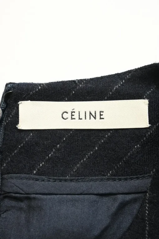 Navy blue pinstripe wool crewneck short sleeve top