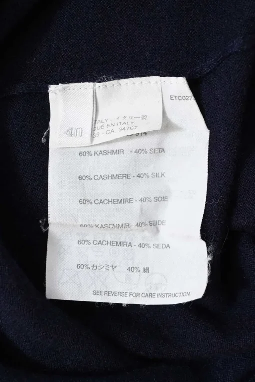 Navy cashmere and silk-blend jersey knit crewneck cardigan