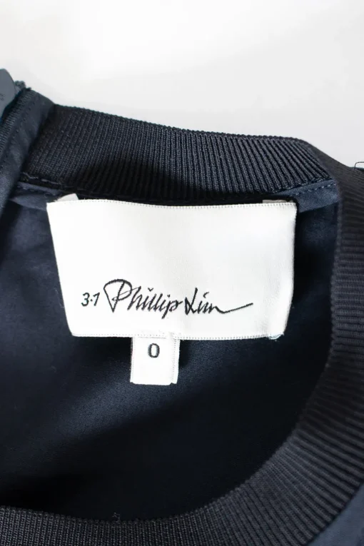 Navy cotton poplin short sleeve cutout mini dress with self tie waist