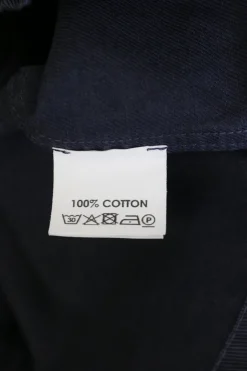 Navy cotton twill button-front utility bubble safari-style shirt with chest cargo pockets