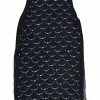 Navy crystal-embellished silk paneled racerback shift dress with vented sides
